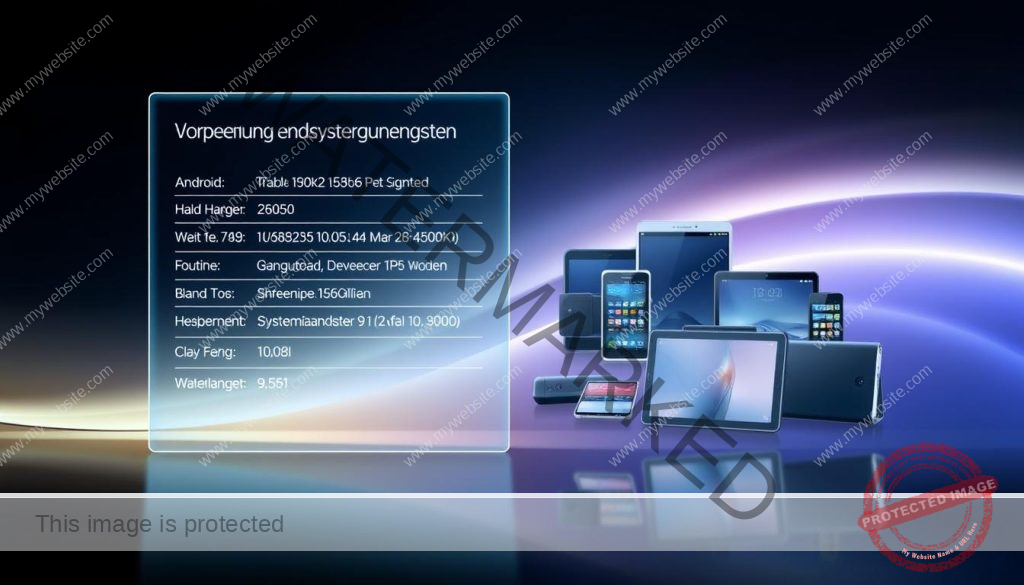 A high-tech digital display showcasing the system requirements for Android devices, rendered in a clean, minimalist style. The foreground features a sleek, borderless panel displaying technical specifications and hardware details in a clear, easy-to-read layout. The middle ground depicts various Android-powered devices, such as smartphones and tablets, arranged neatly to suggest compatibility. The background is a subtle gradient, conveying a sense of advanced technology and digital prowess. The overall aesthetic is modern, professional, and informative, perfectly suited to illustrate the "Vorbereitung und Systemanforderungen" section of the article.