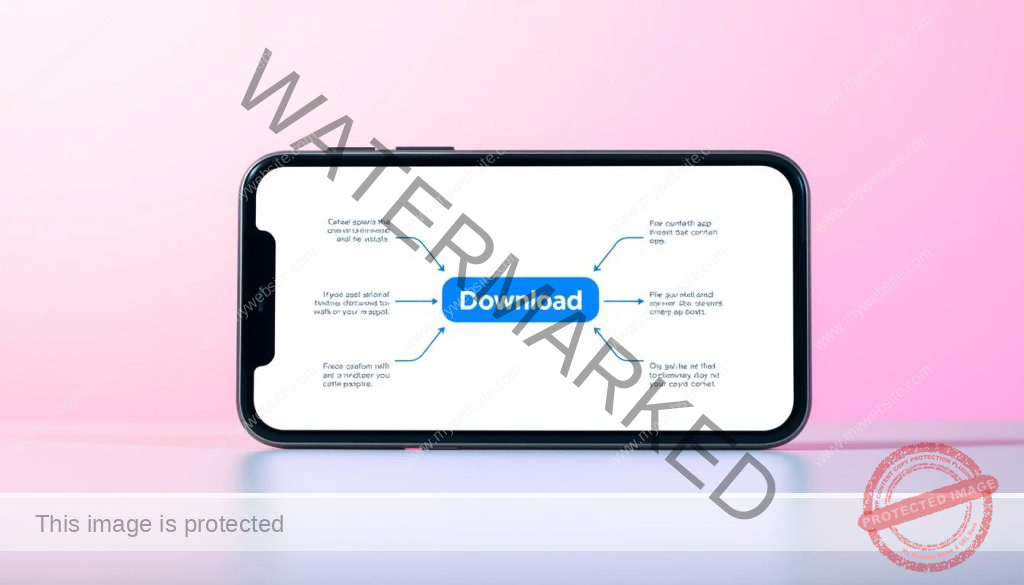 A mobile device screen displaying a step-by-step "App Download" process, depicted in a clean, minimalist style. The screen features a prominent "Download" button in the center, surrounded by intuitive UI elements guiding the user through the installation flow. The overall scene is bathed in a soft, diffused lighting, creating a calm and inviting atmosphere. The perspective is slightly elevated, giving a sense of accessibility and user-friendliness. The background is a simple, uncluttered gradient or solid color, allowing the app download interface to take center stage.